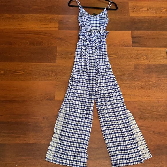 Forever 21 Blue and White Plaid Jumpsuit - Picture 5 of 7